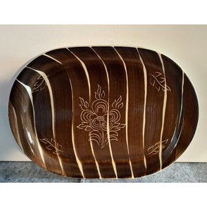 Purinton Itaglio Brown Stripe 11 inch Oval Slipware Plattern